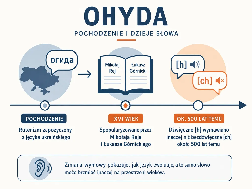 Diagram etymologii słowa ohyda jako rutenizmu z XVI wieku